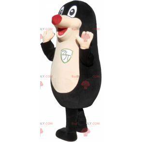 Mascote da toupeira gigante. Terno preto e branco -
