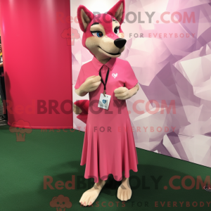 Pink Dingo mascottekostuum...