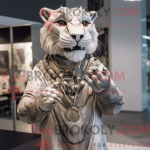 Silver Smilodon mascot...