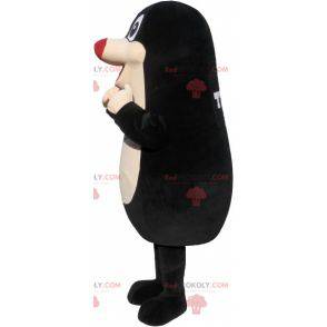 Mascote da toupeira gigante. Terno preto e branco -