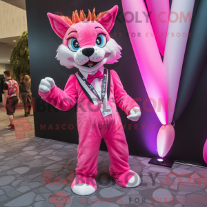 Rosa Lynx-maskotdraktfigur...