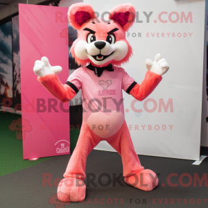 Pink Lynx maskot kostume...