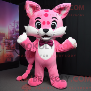 Pink Lynx maskot kostume...