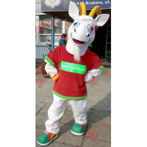 Mascot white and yellow goat. Goat mascot - Redbrokoly.com