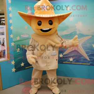 Tan Starfish maskot kostume...