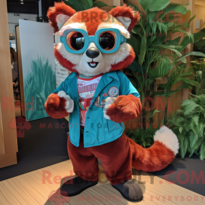 Turkis rød Panda maskot...
