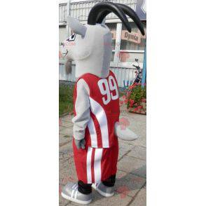 Mascotte capra bianca e gialla. Mascotte di capra -