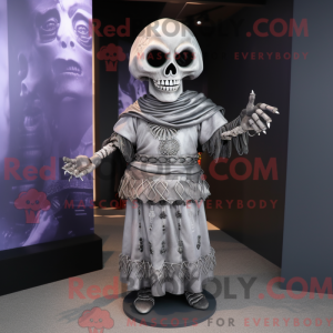 Sølv Skull maskot kostume...