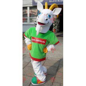 Mascot sport goat. Gray goat suit in sportswear - Redbrokoly.com