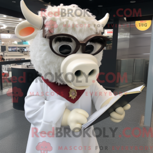 Witte steak mascottekostuum...