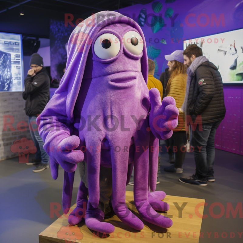 Fantasia de mascote de Lula roxa com parca e xales - Lulas mascotes - REBROKO_232925 - RedBrokoly.com