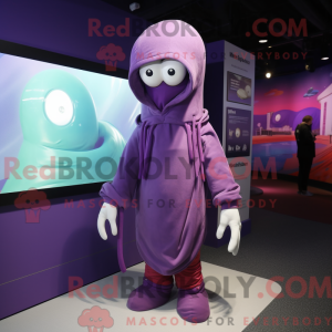 Fantasia de mascote de Lula roxa com parca e xales - Lulas mascotes - REBROKO_232926 - RedBrokoly.com