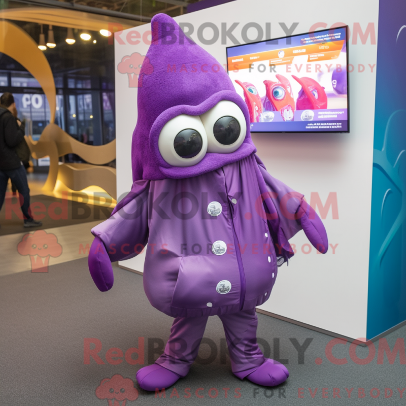 Fantasia de mascote de Lula roxa com parca e xales - Lulas mascotes - REBROKO_232927 - RedBrokoly.com