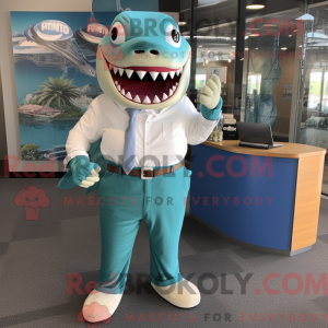 Teal Megalodon Maskottchen...