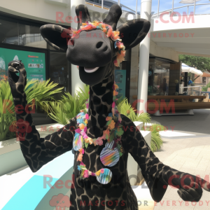 Svart giraff maskot kostyme...