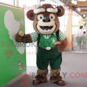 Grøn Bison maskot kostume...