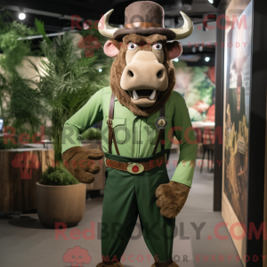 Grøn Bison maskot kostume...