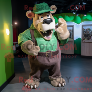 Grøn Bison maskot kostume...