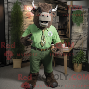 Grøn Bison maskot kostume...