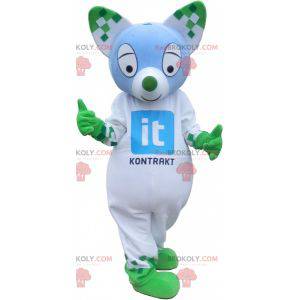 Mascotte gatto blu e verde. Mascotte animale verde -
