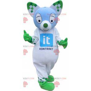 Mascotte de chat bleu et vert. Mascotte d'animal vert -