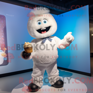 Hvid Cupcake maskot kostume...
