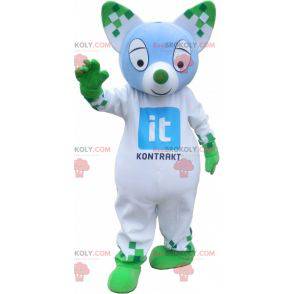 Mascotte de chat bleu et vert. Mascotte d'animal vert -