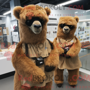 Brun Alpaca maskot kostume...