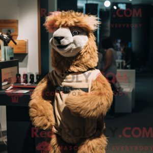 Brun Alpaca maskot kostume...