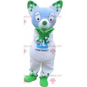 Mascote do gato azul e verde. Mascote animal verde -