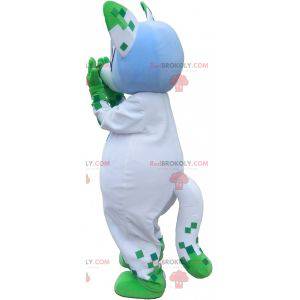 Mascotte gatto blu e verde. Mascotte animale verde -