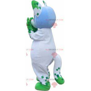 Mascotte de chat bleu et vert. Mascotte d'animal vert -