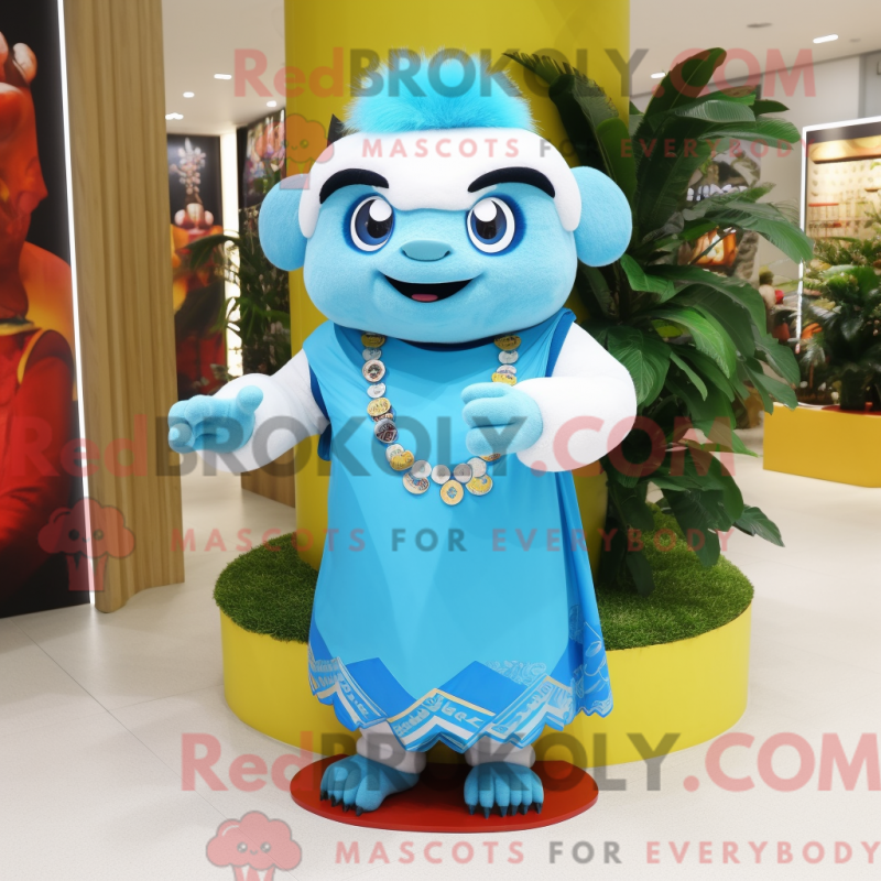 Fantasia de mascote de milho azul-celeste com saia envelope e pulseiras - Mas mascotes - REBROKO_233148 - RedBrokoly.com