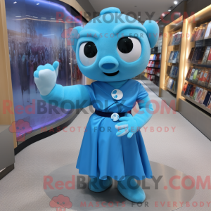 Costume mascotte bleu ciel...