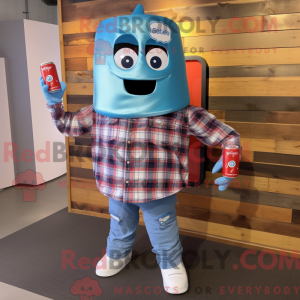 Sky Blue Soda Can maskot...