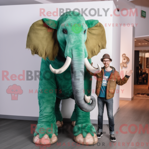 Grøn Mammoth maskot kostume...