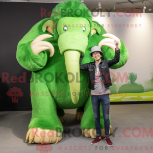 Grøn Mammoth maskot kostume...