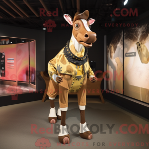 Fantasia de mascote de ocapi dourado com macacão e gravatas - Mascotes Okapi - REBROKO_233256 - RedBrokoly.com