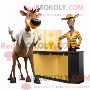 Fantasia de mascote de ocapi dourado com macacão e gravatas - Mascotes Okapi - REBROKO_233257 - RedBrokoly.com