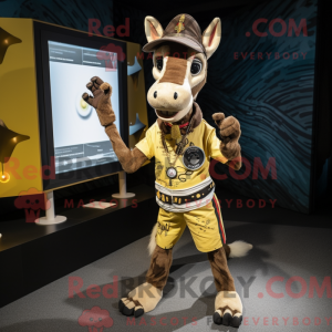 Fantasia de mascote de ocapi dourado com macacão e gravatas - Mascotes Okapi - REBROKO_233259 - RedBrokoly.com