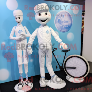 Hvid Unicyclist maskot...