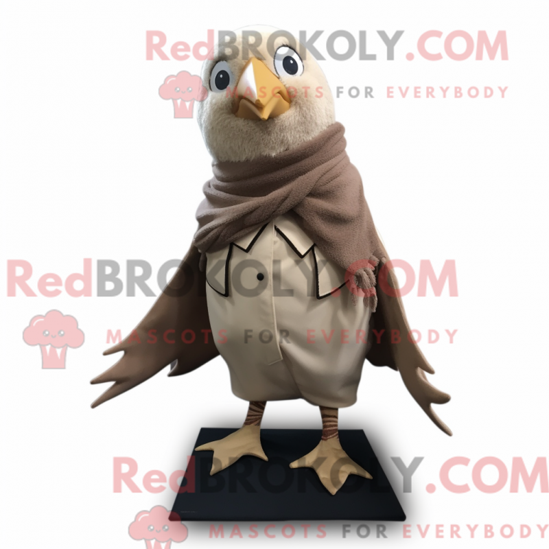 Fantasia de mascote de melro bege com colete e cachecóis - Mascotes melro - REBROKO_233291 - RedBrokoly.com