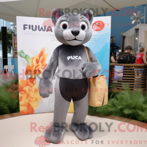 Grå Puma-maskotdraktfigur...