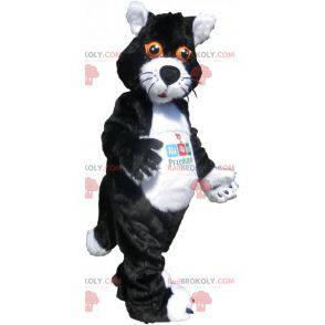 Zwart-witte kat mascotte met oranje ogen - Redbrokoly.com