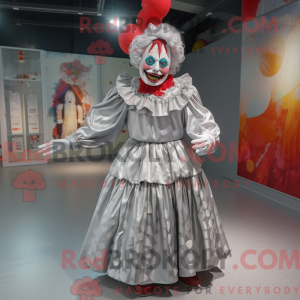 Sølv klovnemaskotdraktfigur...