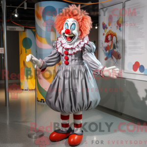 Sølv klovnemaskotdraktfigur...