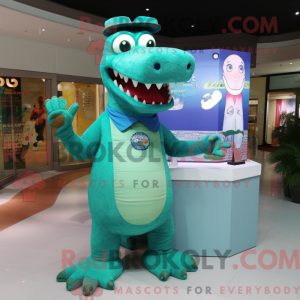 Cyan Krokodil Maskottchen...