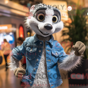 Sølv Meerkat maskot kostume...