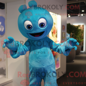 Cyan Men maskotdraktfigur...