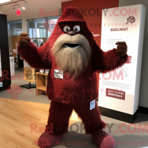 Maroon Sasquatch mascot...